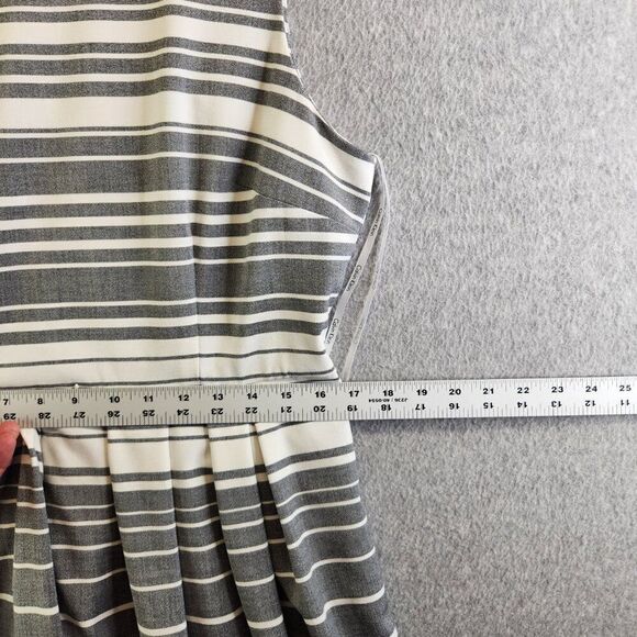 Calvin Klein Dress Womens 12 Gray Striped Career Belted Lined Knee Length Pleats - Picture 11 of 14